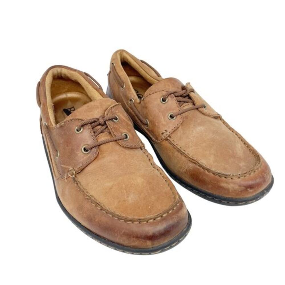 Born Men's Leather Brown Boat Shoe Lace up Loafer Brown Size 8.5M